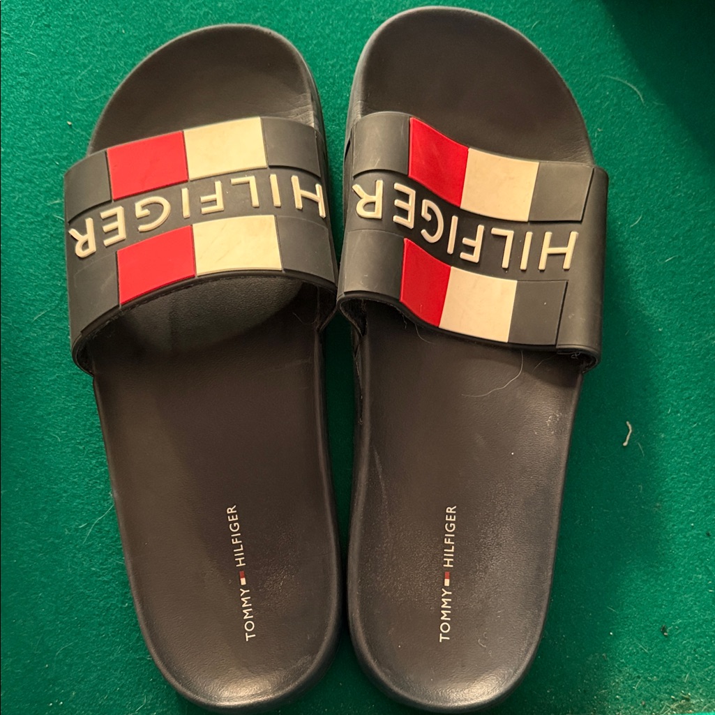 Tommy Hilfiger Red And Black Logo Slides